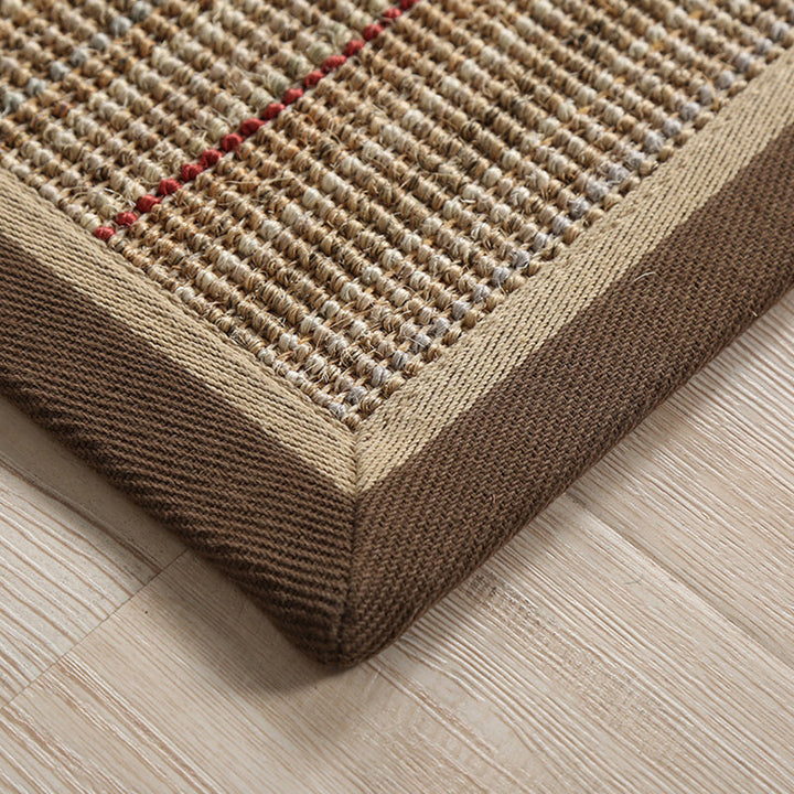 BowLift | Simple Country Carpet Brown Striped Pattern Carpet Pet Friendly Washable Non-slip Felt for Living Room