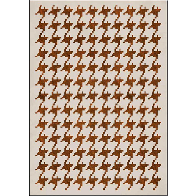 Modernist Houndstooth Pattern Carpet Orange Red Polyester Carpet Non-slip Pet-friendly Washable Carpet for Bedroom | Bowlift