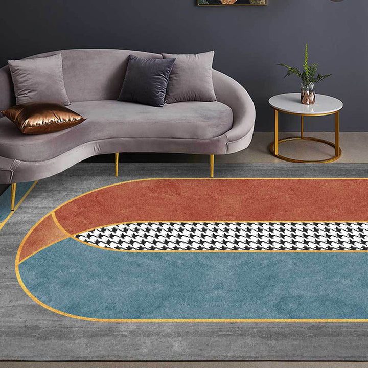 Stylish geometric pattern carpet with houndstooth Gray modern carpet Polyester pet-friendly washable non-slip carpet for the bedroom | Bowlift
