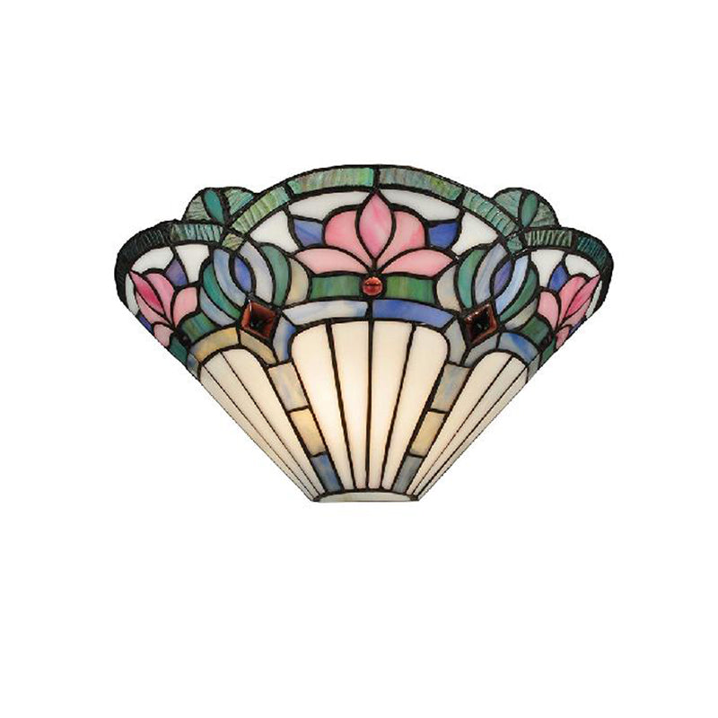 BowLift | Lotus Wall Lamp Light Traditional Stained Glass 1 Socket Wall Lighting in Pink and Green for Hallway
