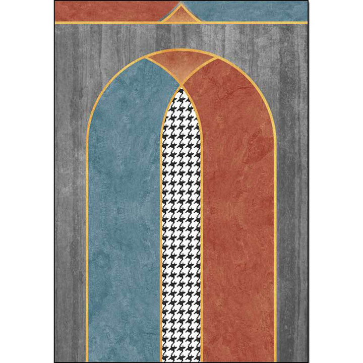 Stylish geometric pattern carpet with houndstooth Gray modern carpet Polyester pet-friendly washable non-slip carpet for the bedroom | Bowlift
