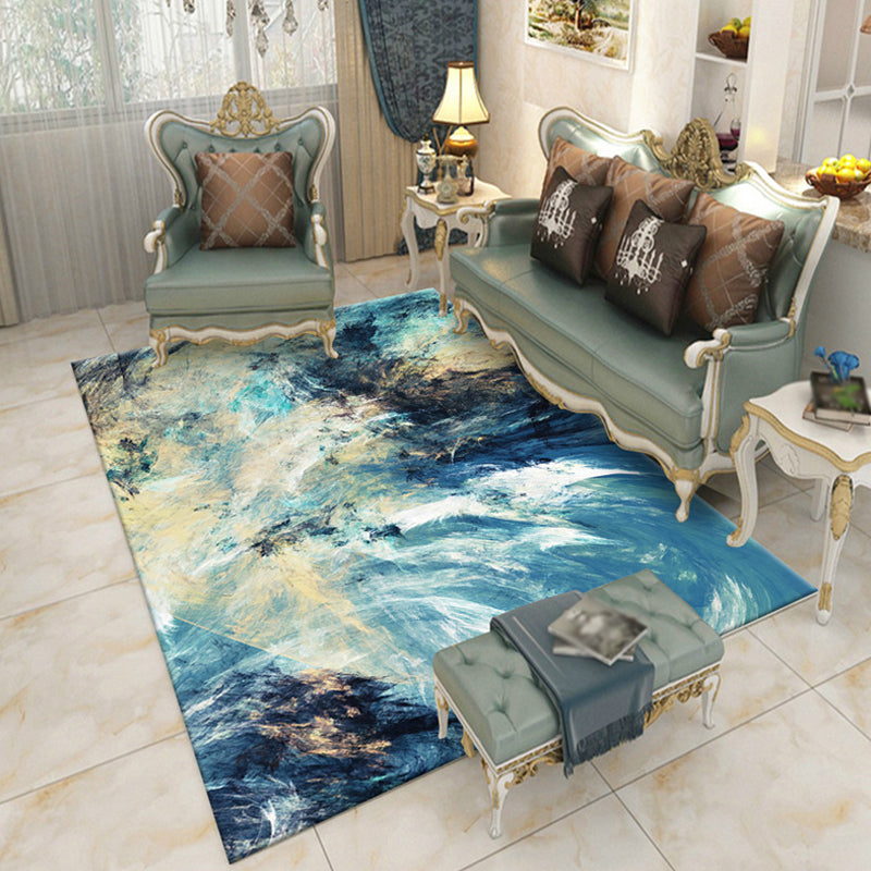 BowLift | Industrial Color Block Carpet Multicolor Polyester Carpet Anti-slip Pet Friendly Washable Area Carpet for Bedroom