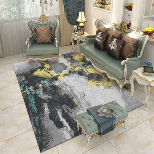 BowLift | Industrial Color Block Carpet Multicolor Polyester Carpet Anti-slip Pet Friendly Washable Area Carpet for Bedroom
