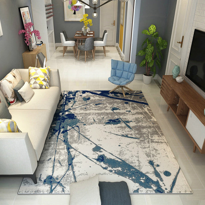 BowLift | Multicolor Living Room Rug Industrial Watercolor Pattern Rug Polyester Washable Non-Slip Backing Pet-Friendly Rug