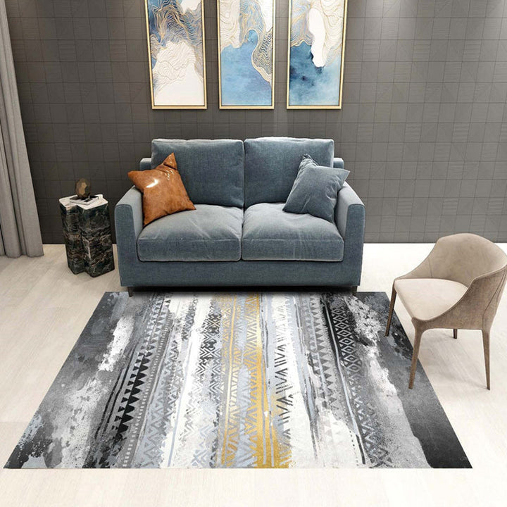 BowLift | Multicolor Living Room Rug Industrial Abstract Rug Polyester Washable Non-Slip Back Pet-Friendly Rug