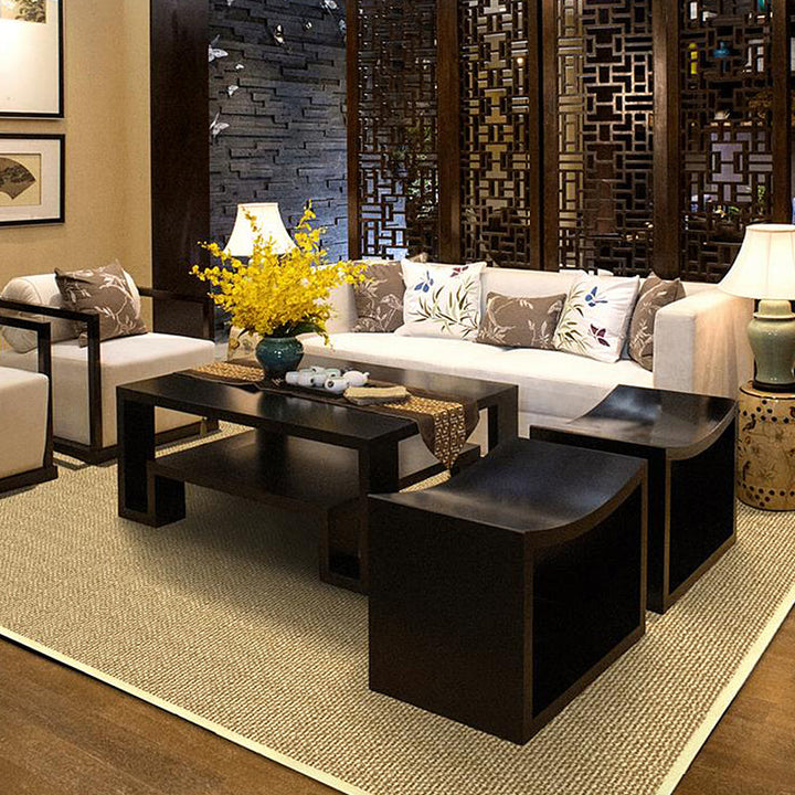 BowLift | Brown Living Room Rug Rustic Solid Color Rug Sisal Washable Non-Slip Back Pet-Friendly Rug