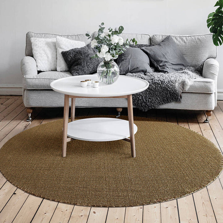 BowLift | Brown Living Room Rug Rustic Solid Color Rug Sisal Washable Non-Slip Back Pet-Friendly Rug