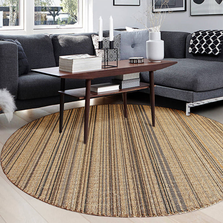 BowLift | Outskirts Striped Pattern Carpet Brown Jute Carpet Non-Slip Pet Friendly Washable Area Rug for Study