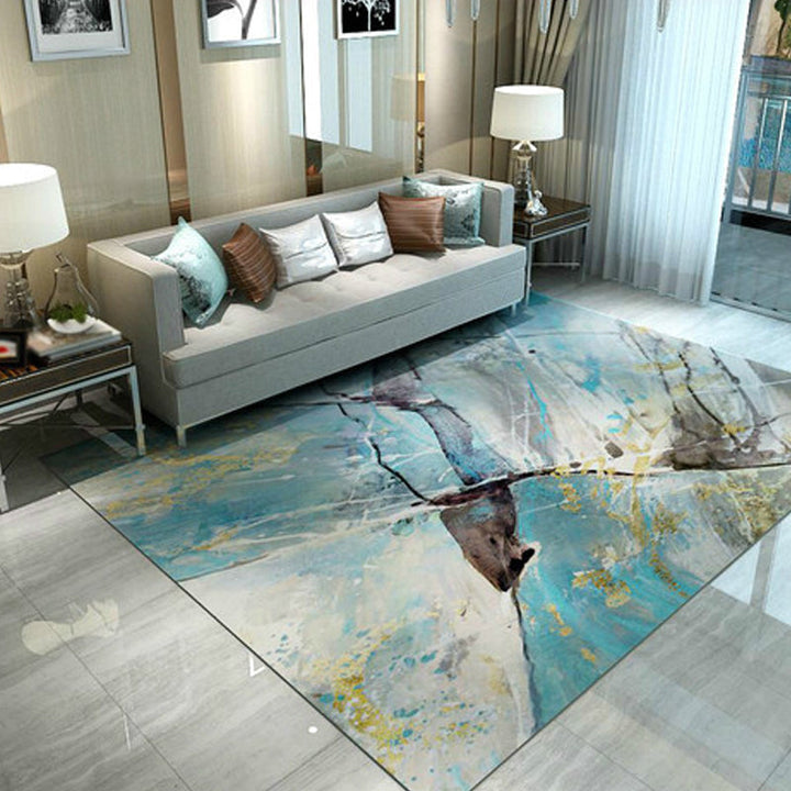 BowLift | Industrial Brushstroke Pattern Carpet Multicolor Polyester Carpet Non-Slip Pet-Friendly Washable Carpet for Bedroom