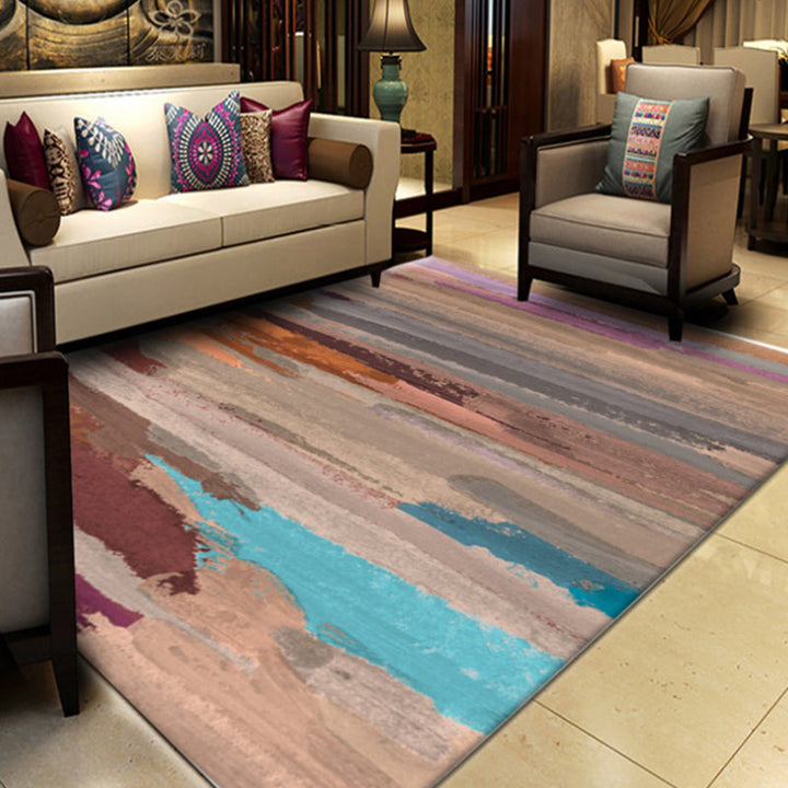 BowLift | Multicolor Abstract Rug with Brushstroke Rug Polyester Industrial Rug Pet-Friendly Washable Non-Slip Area Rug for the Living Room
