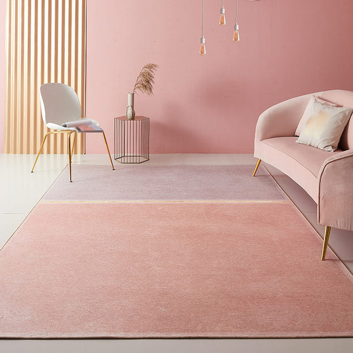 BowLift | Pink Living Room Rug Modernist Color Block Rug Chenille Washable Non-Slip Backing Pet Friendly Rug