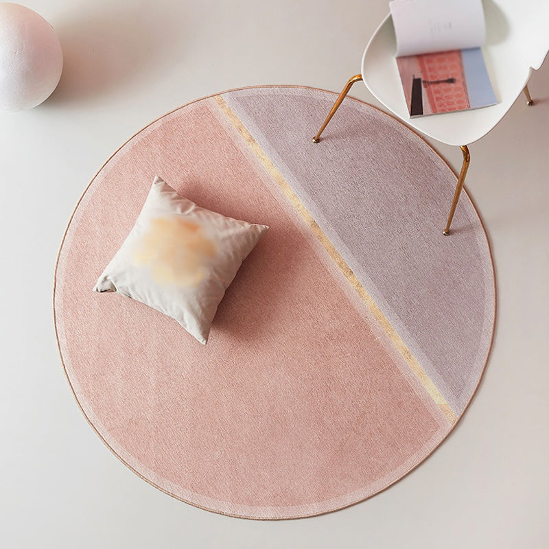 BowLift | Creative Color Block Carpet Pink Minimalist Carpet Chenille Pet Friendly Washable Anti-slip Area Rug for Study