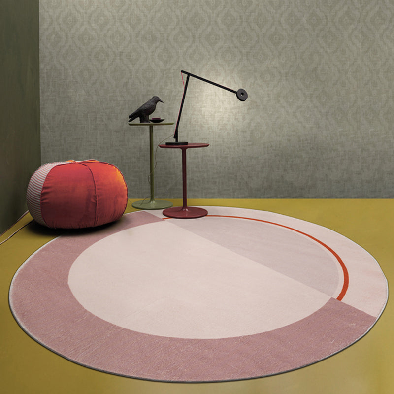 BowLift | Modern Color Block Carpet Pink and Red Polyester Carpet Non-Slip Pet-Friendly Washable Rug for Bedroom