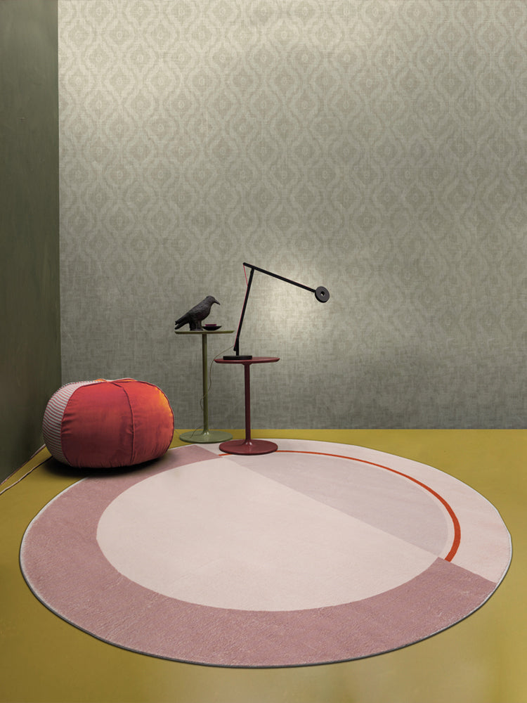 BowLift | Modern Color Block Carpet Pink and Red Polyester Carpet Non-Slip Pet-Friendly Washable Rug for Bedroom