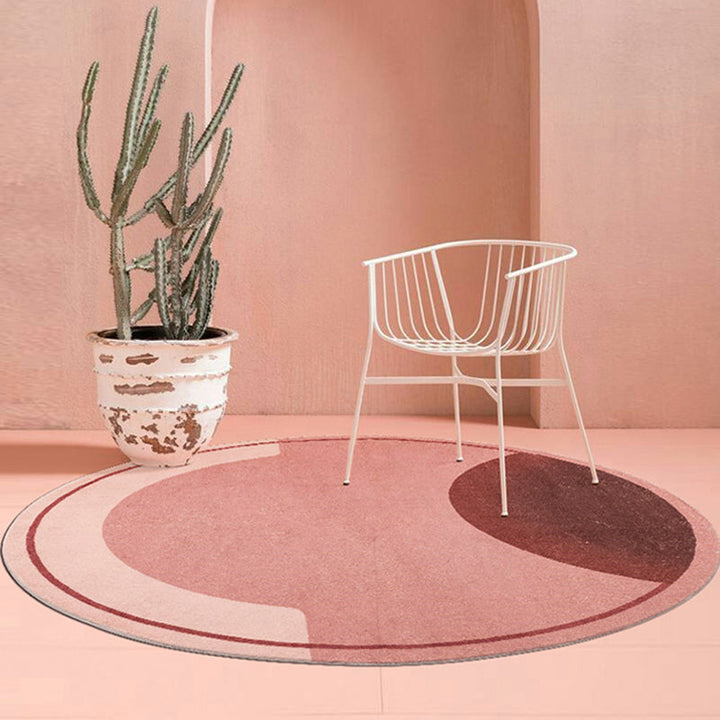 BowLift | Modern Color Block Carpet Pink and Red Polyester Carpet Non-Slip Pet-Friendly Washable Rug for Bedroom