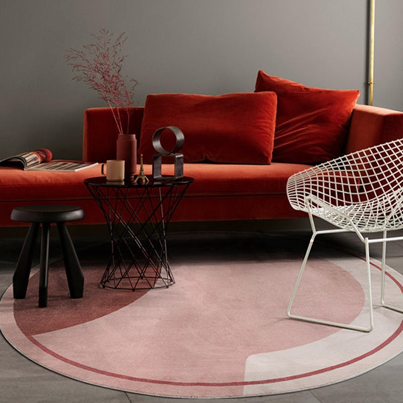 BowLift | Modern Color Block Carpet Pink and Red Polyester Carpet Non-Slip Pet-Friendly Washable Rug for Bedroom
