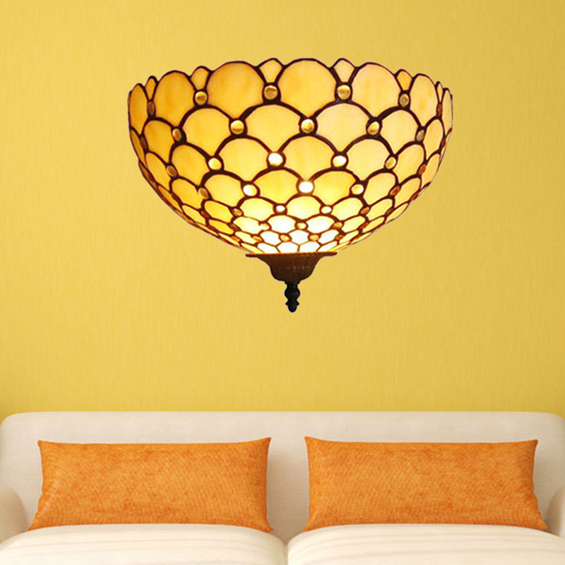 BowLift | Fish scale wall lamp light stained glass 1 light Tiffany wall mounting light in beige for living room