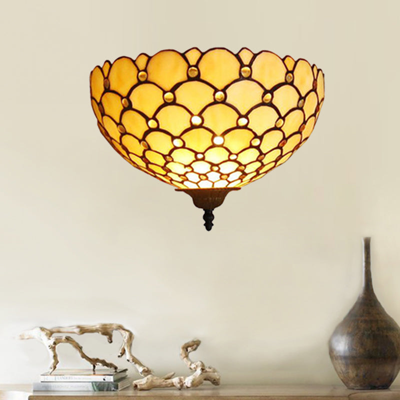 BowLift | Fish scale wall lamp light stained glass 1 light Tiffany wall mounting light in beige for living room