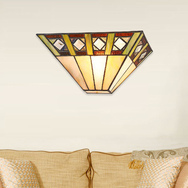 BowLift | Mission Wall Lamp with Trapezium Shade Colored Glass 1 Lamp Sconces Light for Bedroom
