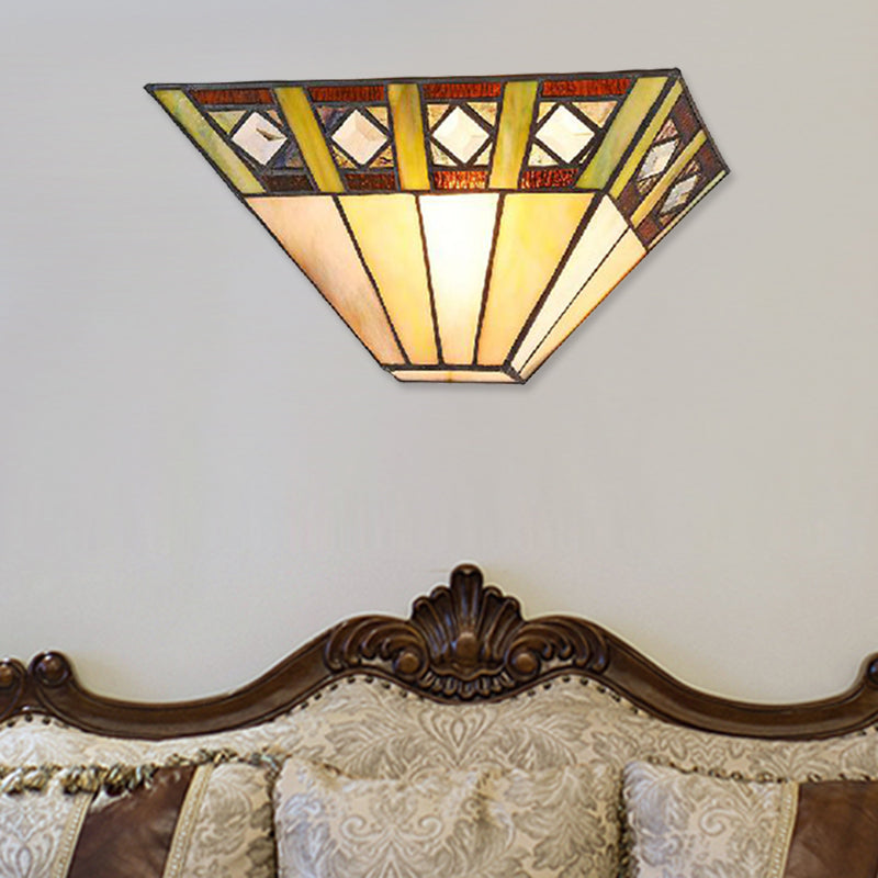 BowLift | Mission Wall Lamp with Trapezium Shade Colored Glass 1 Lamp Sconces Light for Bedroom