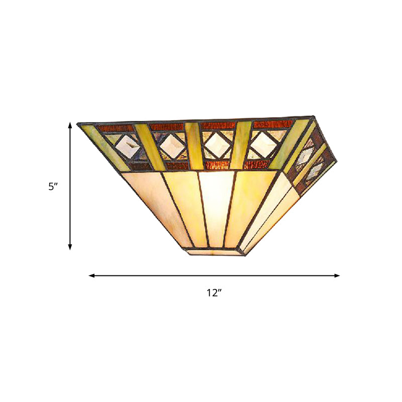 BowLift | Mission Wall Lamp with Trapezium Shade Colored Glass 1 Lamp Sconces Light for Bedroom