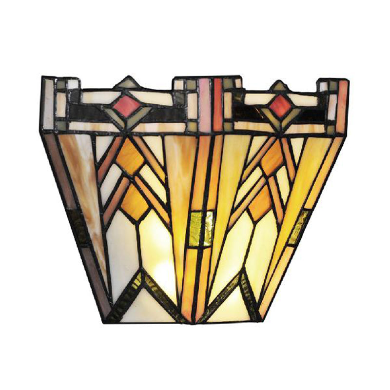 BowLift | Craftsman Geometric Wall Lamp Stained Glass 1 Light Wall Sconce in Beige for Living Room