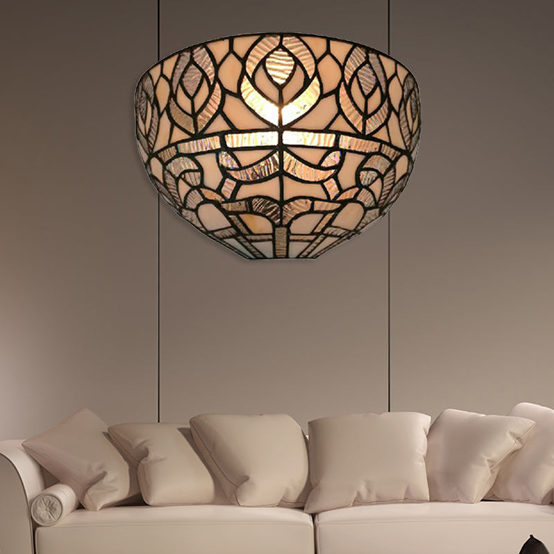 BowLift | Mini Bowl Wall Lamp with Pavo Tiffany Style 1 Light Speckled Glass Wall Mounted Lamp