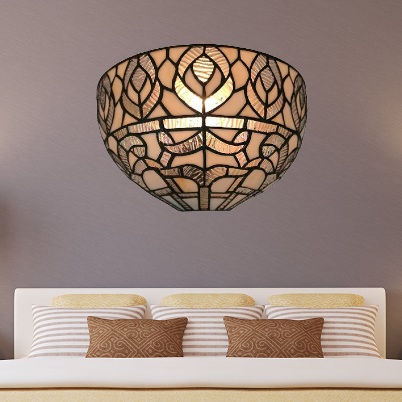 BowLift | Mini Bowl Wall Lamp with Pavo Tiffany Style 1 Light Speckled Glass Wall Mounted Lamp