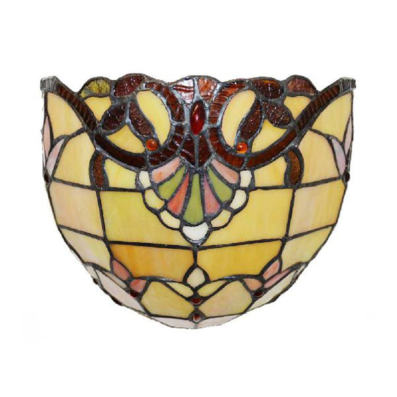 BowLift | Victorian Wall Lamp Lighting with Bowl Shade Yellow Glass 1 Light Bedroom Wall Lamp
