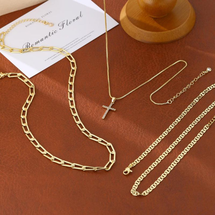 BowLift | 3pc 14k Layered Cross Necklace Stack