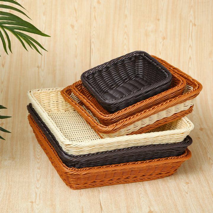 Versatile Rectangular Woven Storage Basket Bowlift