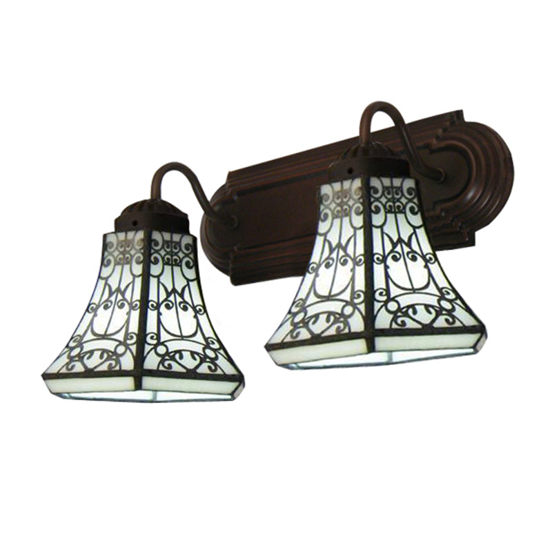 BowLift | 2 heads wall lamps Baroque Flared white glass wall-mounted lamp for bedroom