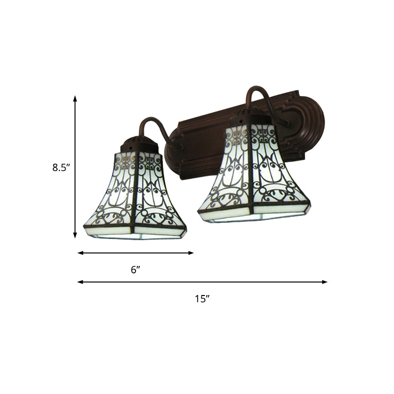 BowLift | 2 heads wall lamps Baroque Flared white glass wall-mounted lamp for bedroom