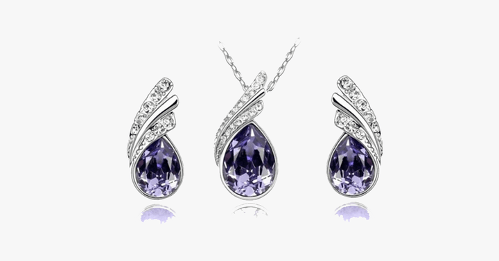 BowLift | Angle Tear Drop Austrian Crystal Pendant & Earring Set – A Unique and Stylish Addition to Your Collection
