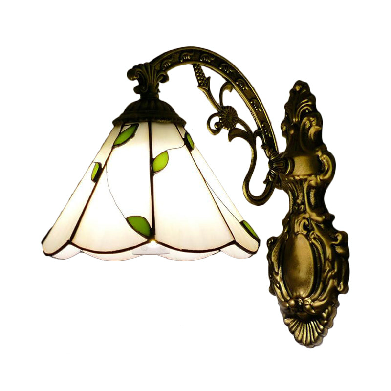 BowLift | Retro-Style Cone Wall Lamp Stained Glass 1 Light Wall Light for Stairs