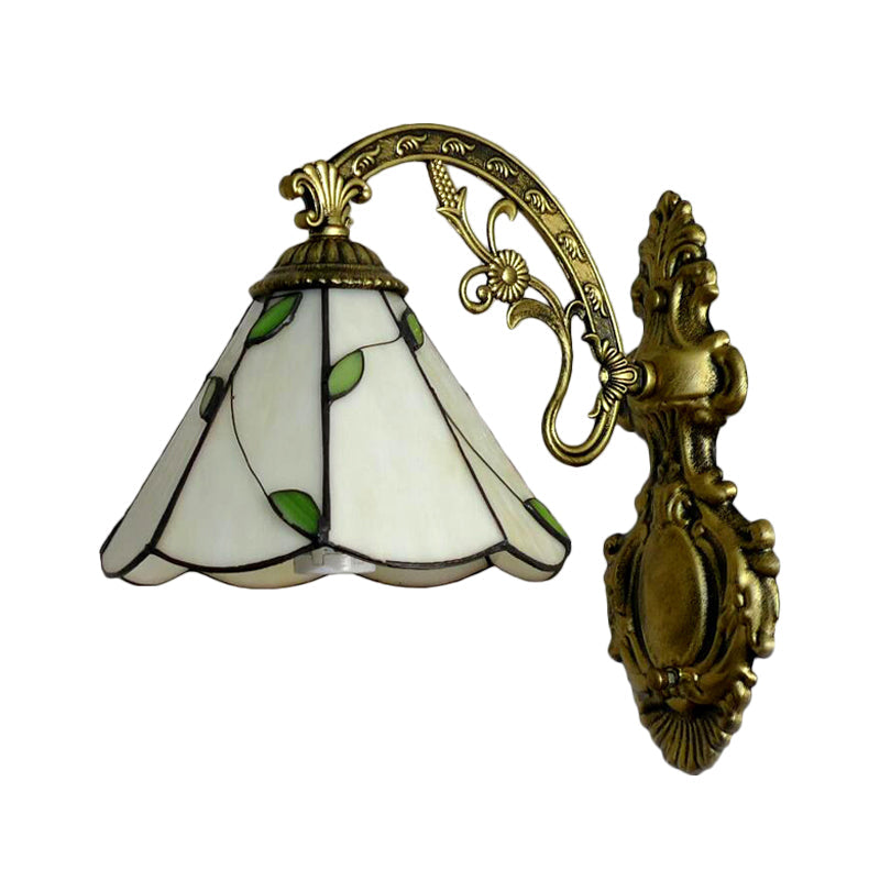 BowLift | Retro-Style Cone Wall Lamp Stained Glass 1 Light Wall Light for Stairs