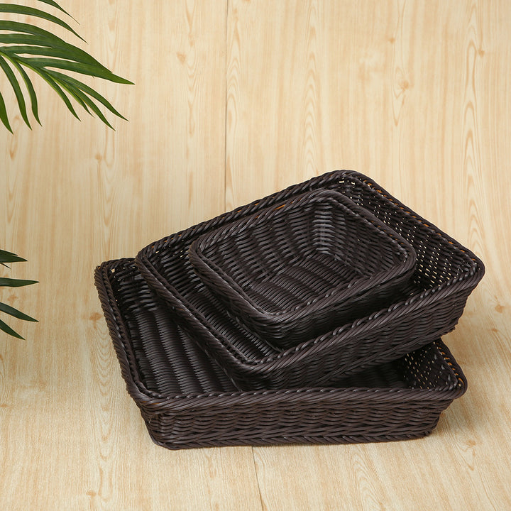 Versatile Rectangular Woven Storage Basket Bowlift