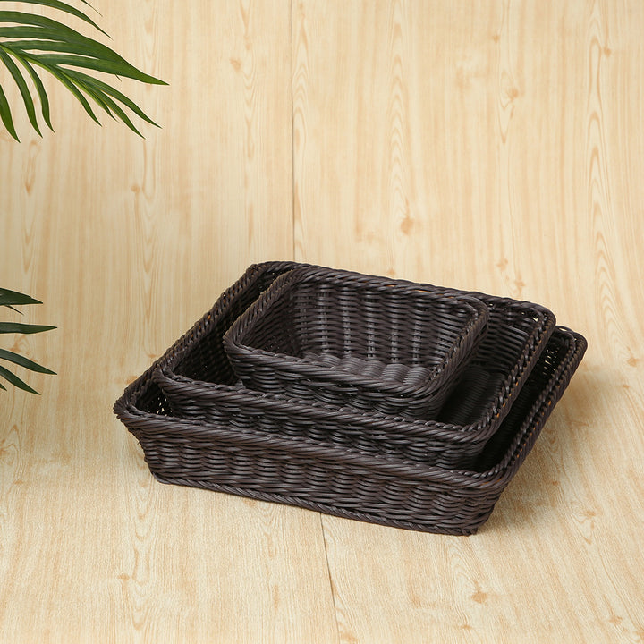 Versatile Rectangular Woven Storage Basket Bowlift