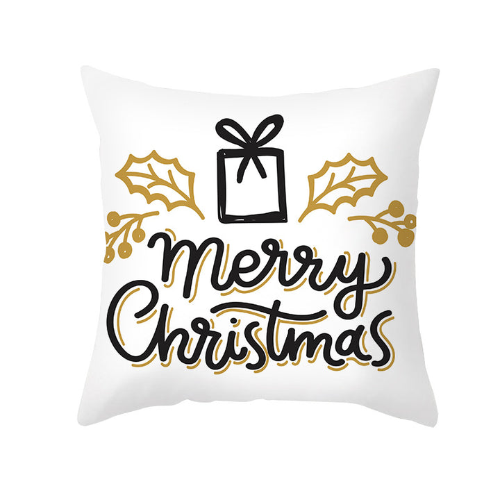 Festive Holiday Linen Throw Pillow Cover with Merry Christmas Script