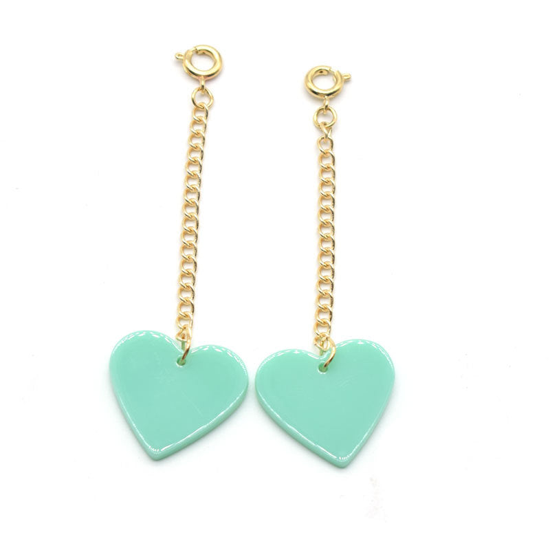 Heart-Shaped Dangle Earrings with Golden Chain Bowlift