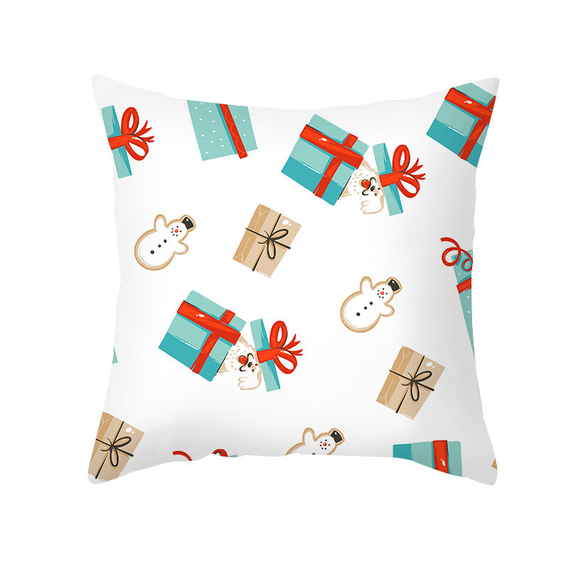 Festive Holiday Linen Throw Pillow Cover with Merry Christmas Script