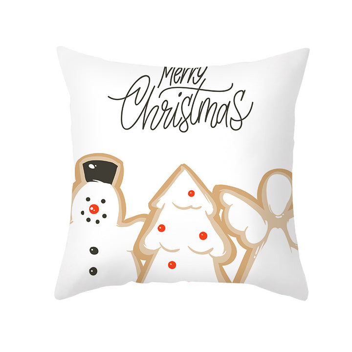 Festive Holiday Linen Throw Pillow Cover with Merry Christmas Script