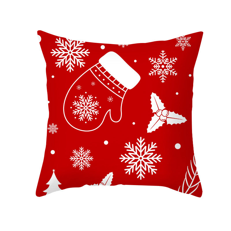 Festive Holiday Linen Throw Pillow Cover with Merry Christmas Script
