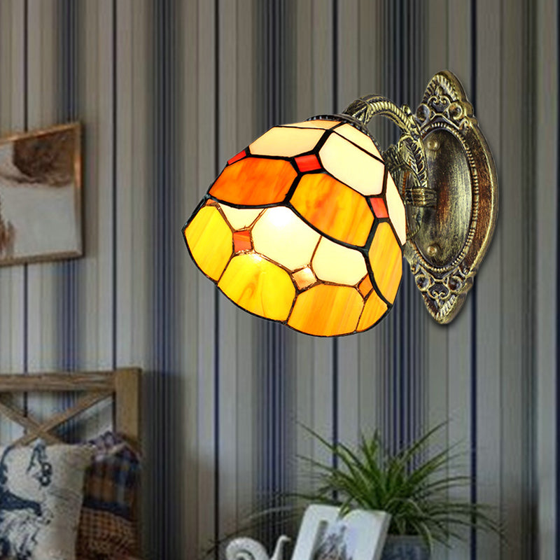 BowLift | Arched Wall Light Tiffany Stained Glass 1 Head Wall Light Lamp Mounting in Yellow