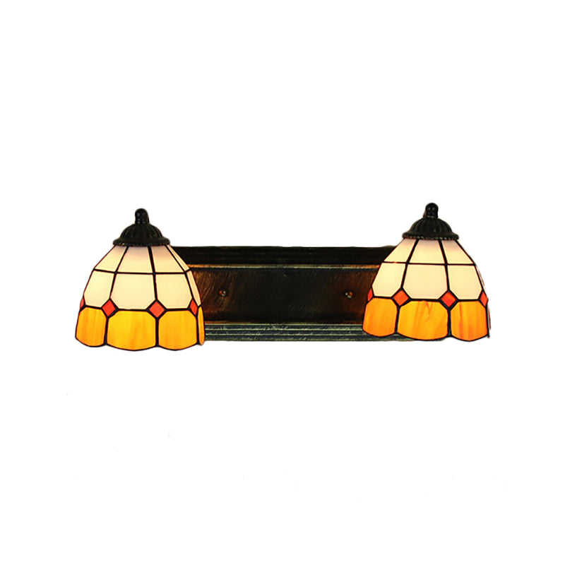 BowLift | Layered Pattern Wall Lamp Baroque Yellow and White Glass 2 Heads Bronze Wall Mounted Light
