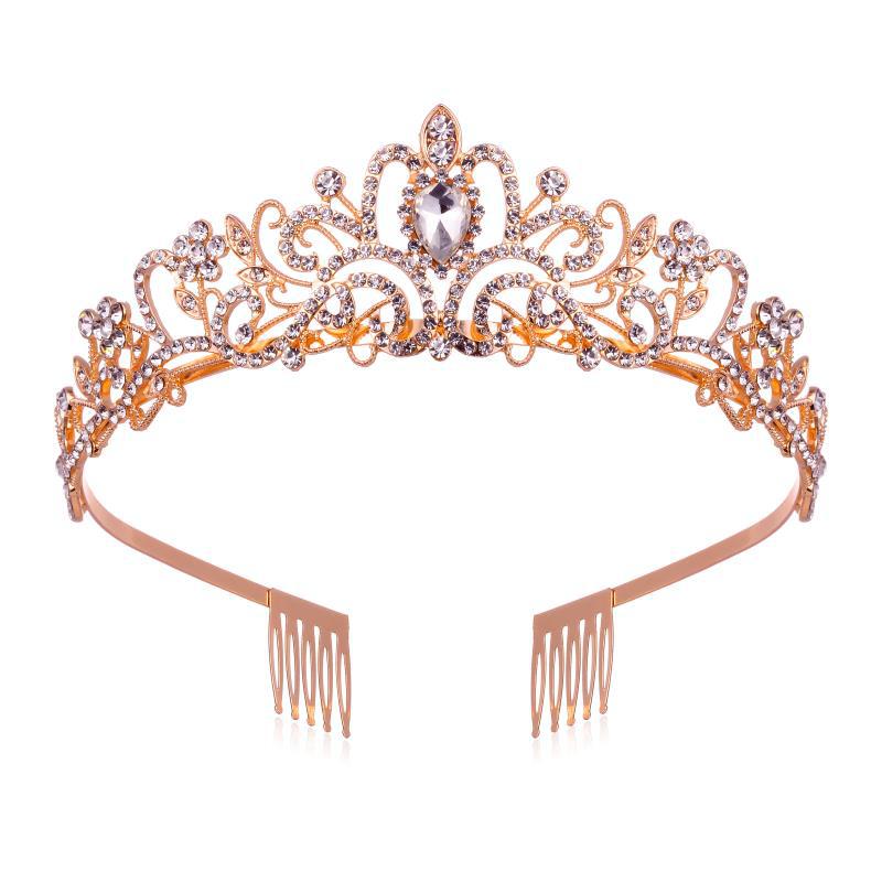 Ladies Sparkling Crystal Tiara with Filigree Design Bowlift