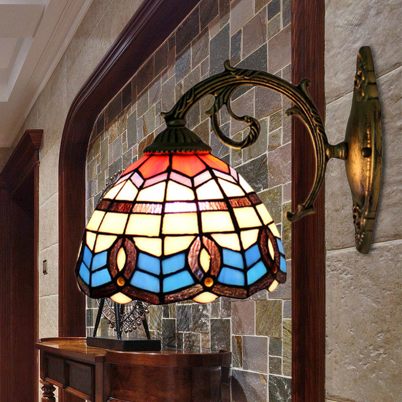 BowLift | Blue Bowl Lamp Wall Lamp Retro Stained Glass 1 Light Wall Mounted Lamp
