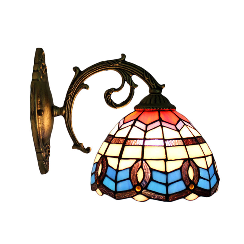 BowLift | Blue Bowl Lamp Wall Lamp Retro Stained Glass 1 Light Wall Mounted Lamp