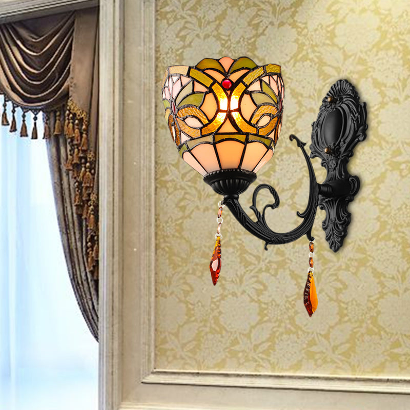 BowLift | Lodge Bowl Shade Wall Lamp Lighting Fixture Colored Glass 1-Light Crystal Lighting Fixture