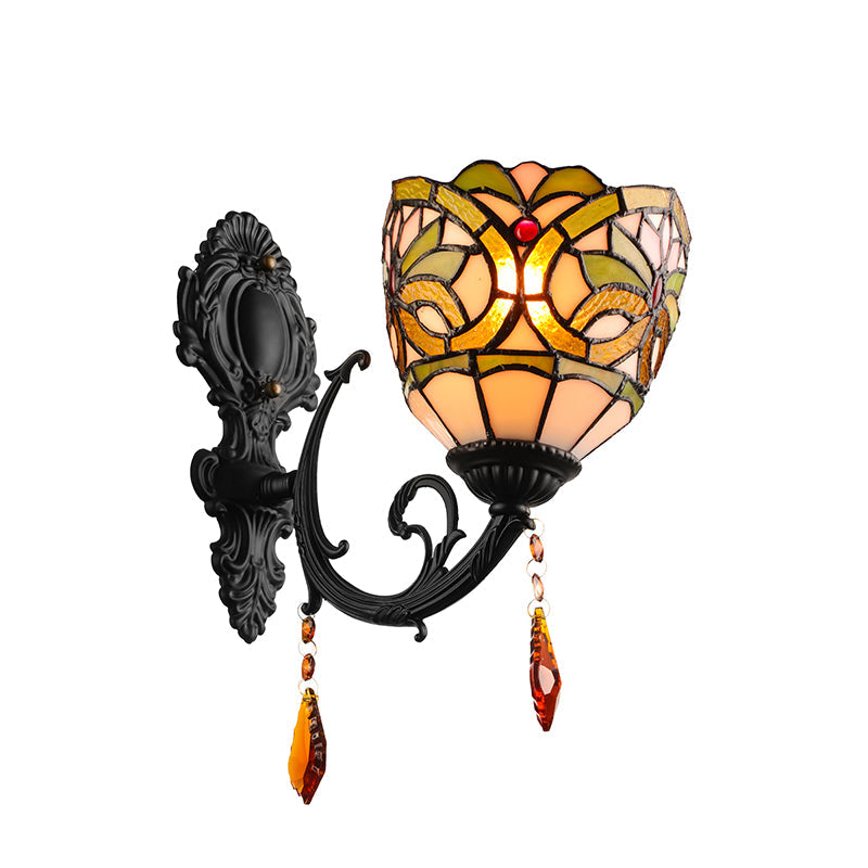 BowLift | Lodge Bowl Shade Wall Lamp Lighting Fixture Colored Glass 1-Light Crystal Lighting Fixture